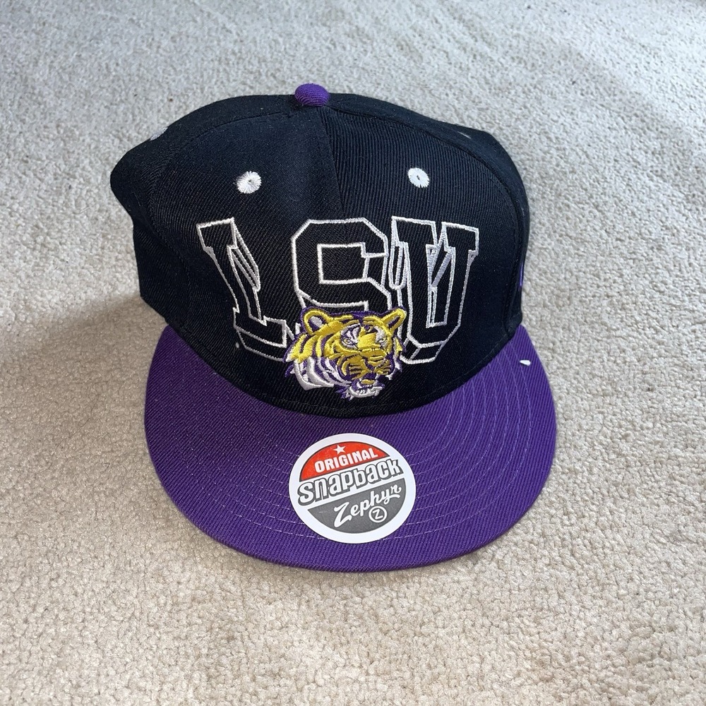 lsu‎ tigers embroidered snapback hat zephyr purple and black